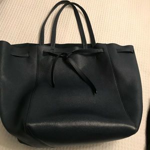 Celine Medium Cabas Phantom Tote w belt; navy blue (Authentic)